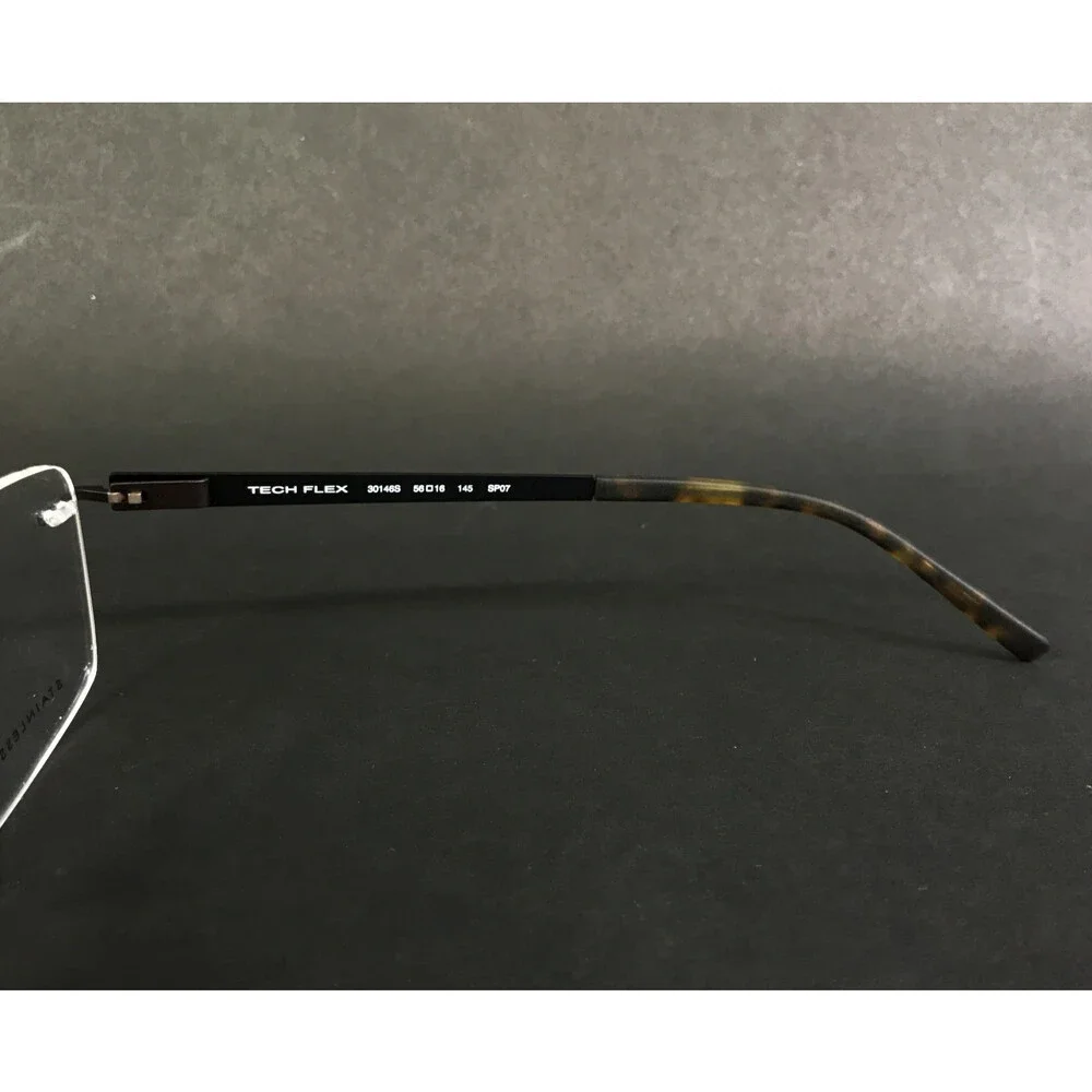 Tech Flex Eyeglasses Frames 30146S SP07 Dark Brown Rimless Rectangle 56-16-145